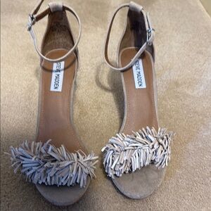 Steve Madden Beige Fringe Heels